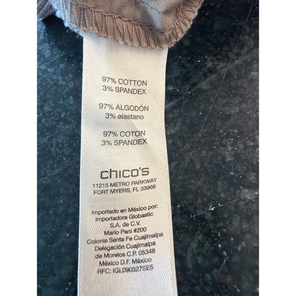 Chico's khaki cotton blend capri pants chico's 2, US 12 - Picture 7 of 7
